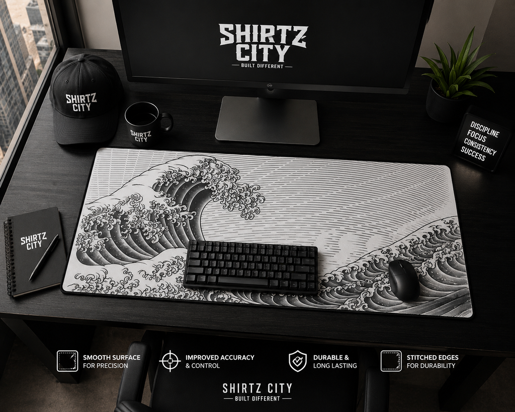 White wave Honkutsu Art Desk Mat